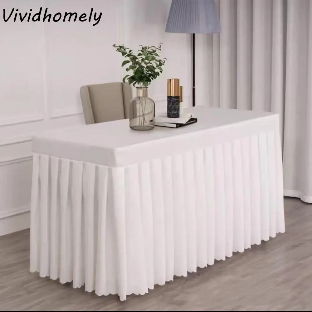 

Solid Color Rectangle Table Skirts Thick Soft Table Cloth Cover Comfortable Skin Friendly Elastic Table Cloth Wedding