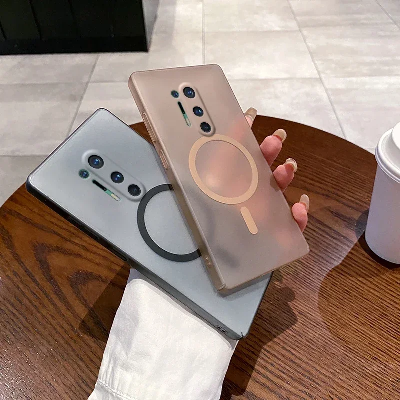حافظة لهاتف Magsafe لهاتف OnePlus 8 Pro One Plus 8 Pro شحن لاسلكي مغناطيسي غير لامع غطاء خلفي صلب حافظة هاتف فاخرة