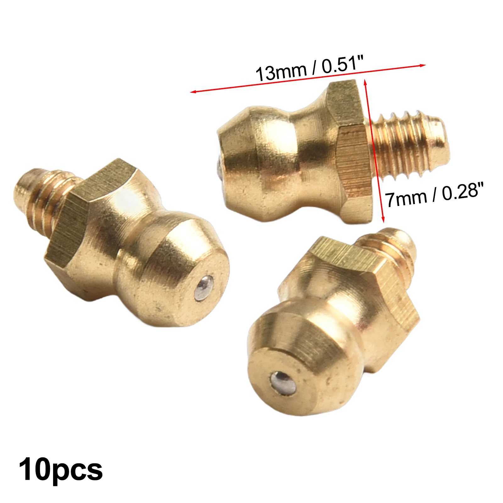 

10pcs Brass Straight Hydraulic Grease Fitting Accessories 4 X 0.7mm Thread Made Of Brass, With High Hardness, Rust-proof