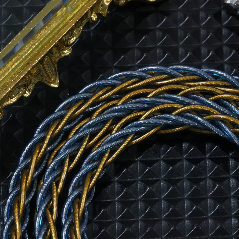 XINHS X26 Cable de actualización de auriculares chapado en plata de cobre y cristal único azul amarillo de 8 núcleos 0,78 2 pines/HD650/IE900/MMCX