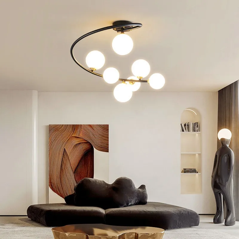 

Modern Minimalist Irregular Magic Bean Ceiling Light Nordic Indoor Living Room Bedroom Creative All Copper Lighting Fixtures