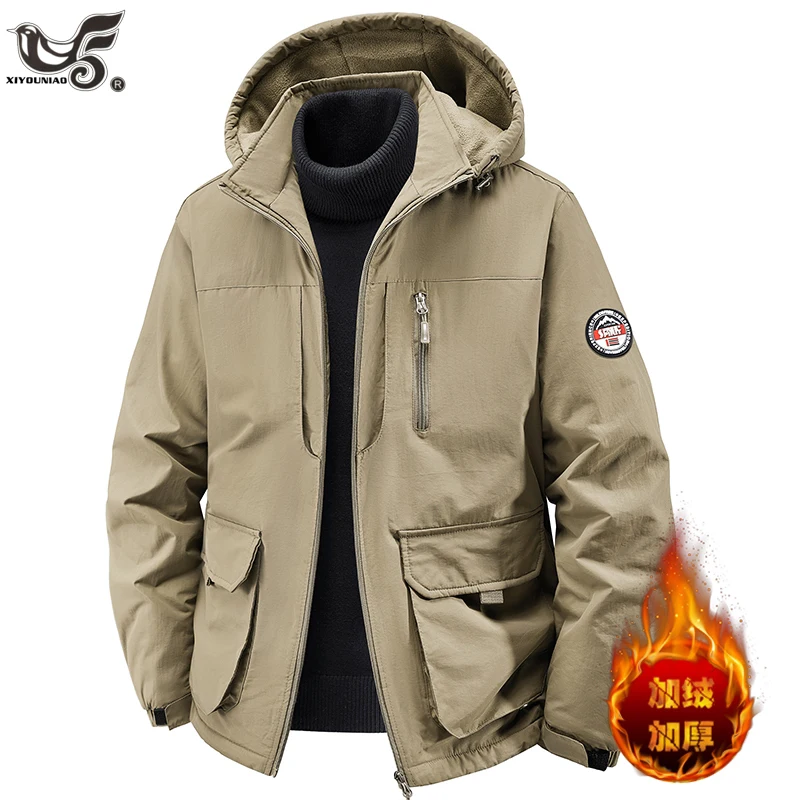 Plus Size 7XL 8XL Men Parkas Thick Warm Hooded Coat Cotton-padded Fleece Jacket Casual Waterproof Jacket Winter Outwear Clothing