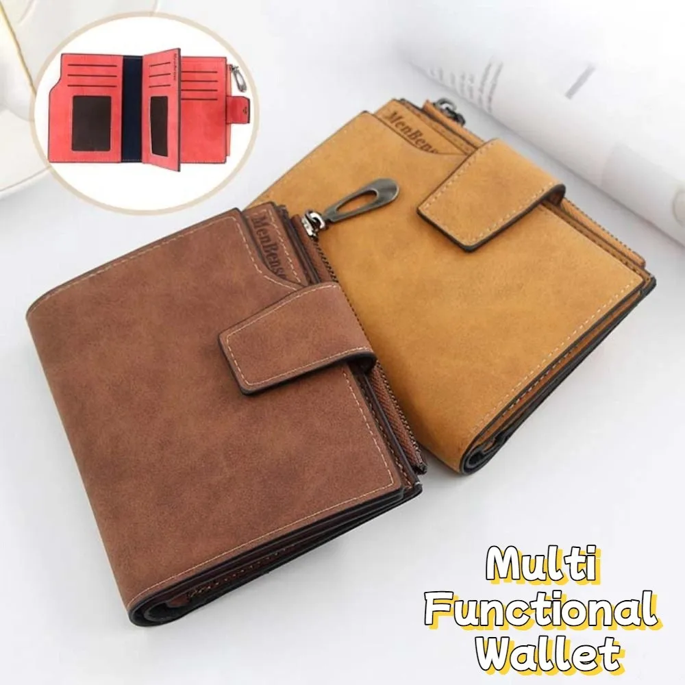 

Korean Style Pocket Purse Wallet Large Capacity Multifunction Cash Purse Bag Card Holder PU Leather Short Wallets Men Women