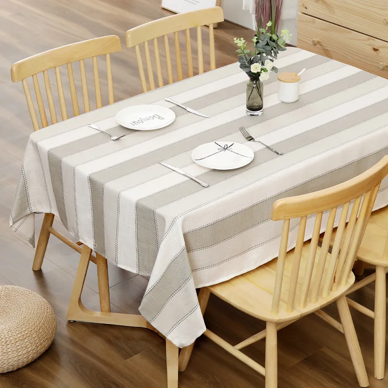 Simple and Fashionable Black and White Striped Rectangular Tablecloth Kitchen Restaurant Decoration Table Waterproof Tablecloth