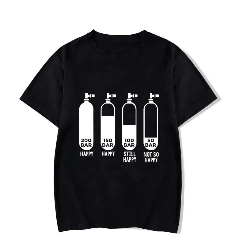 Diver 200 Bar Funny T Shirts Men Summer Luminous Harajuku Short Sleeve Streetwear Tops Oversized Heartbeat Scuba Diving Men Tees