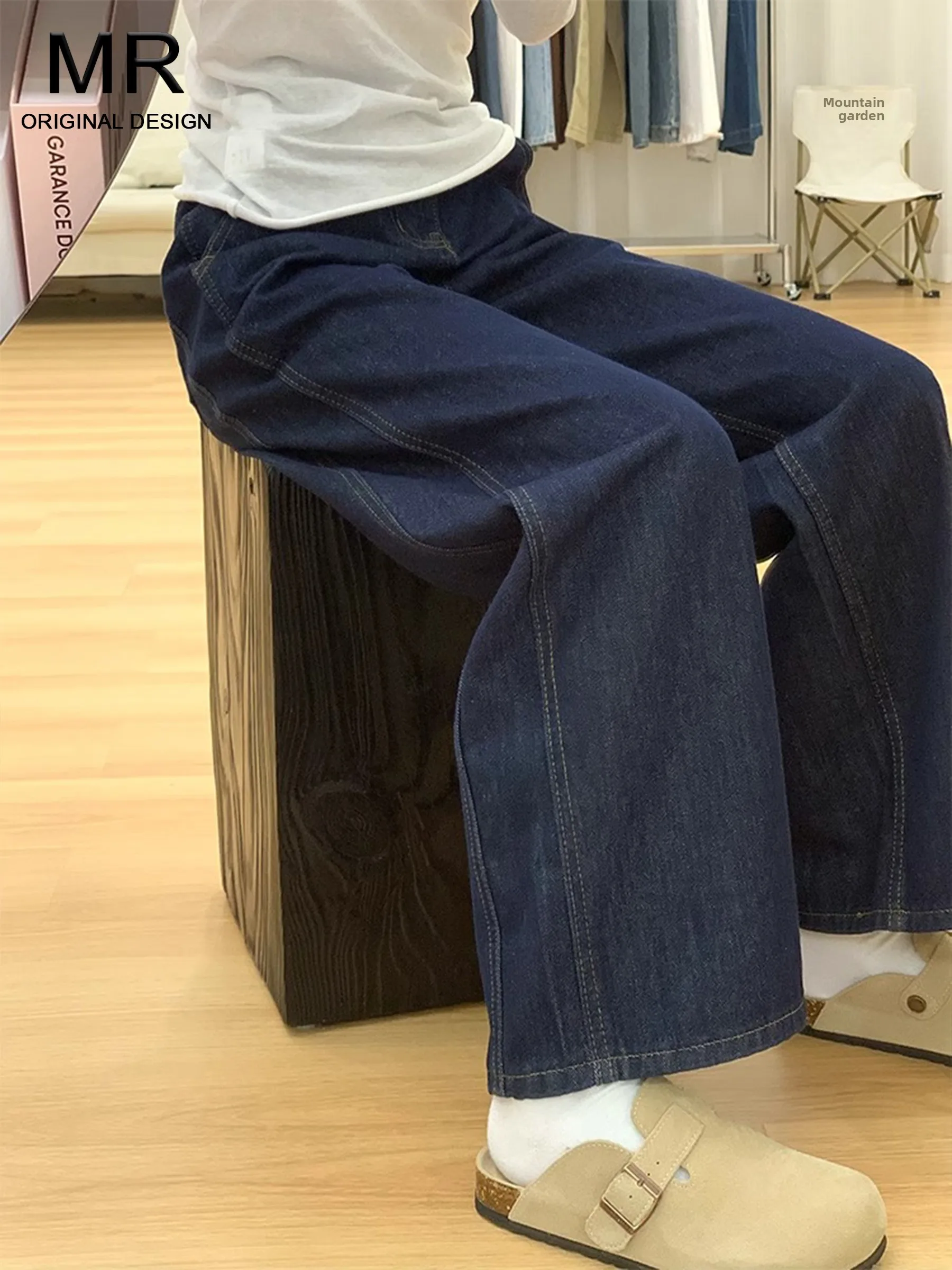 

Женские джинсы Deep Blue American с высокой талией, свободные широкие брюки, осенне-зимняя новинка, стройнящие, струящиеся, в пол