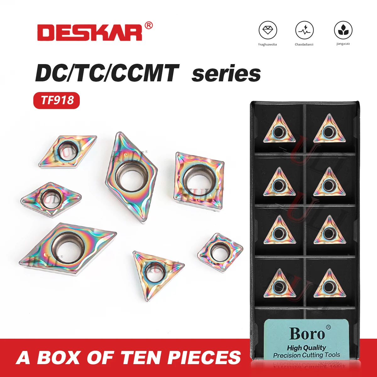 DESKAR 100% Original Inner Hole Seven Color Blades DCMT070204/11T304 CCMT060204/09T304 TCMT110204/08-LM TF918 Color Blades Tools