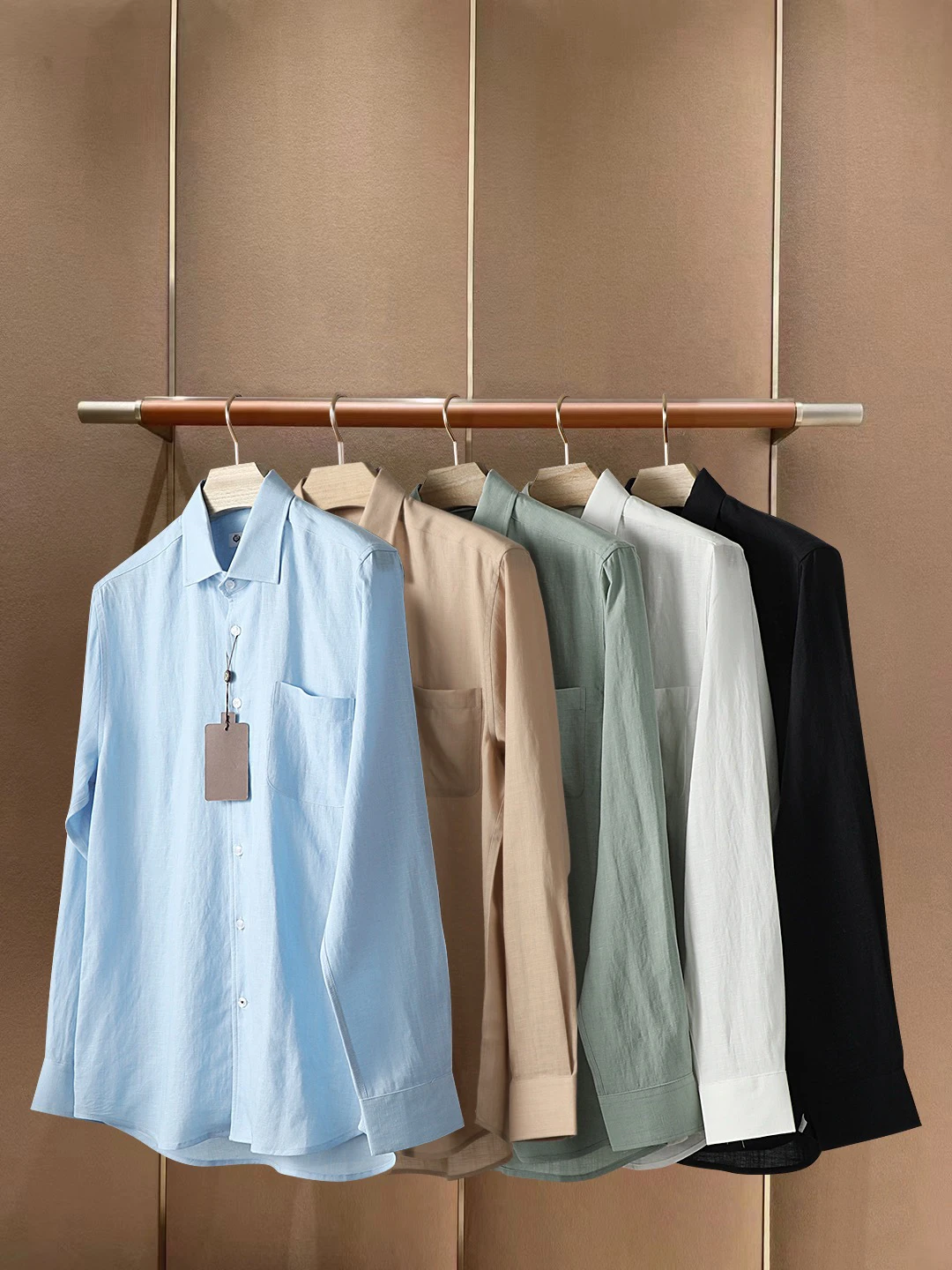 

Early Spring LP2025 Men's Casual Long Sve irt Linen Material Simple Busin Pure Color Button up Classic Collar