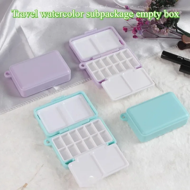 12 ızgara Sökme Suluboya Pigment Kutusu Taşınabilir Seyahat Kroki Boyama Suluboya Alt Paket Palet Kutuları Sanat Malzemeleri