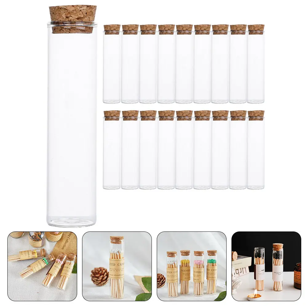 20pcs Clear Glass Drift Bottle for Lab Samples, New Year Decor, Cork Stopper, Wishing Jar & Specimen Display