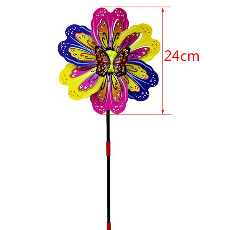 

1Pc 3D Butterfly Flower Windmill Multicolor Butterfly Windmill Colourful Wind Spinner Garden Yard Decoration Kids Toy Random One