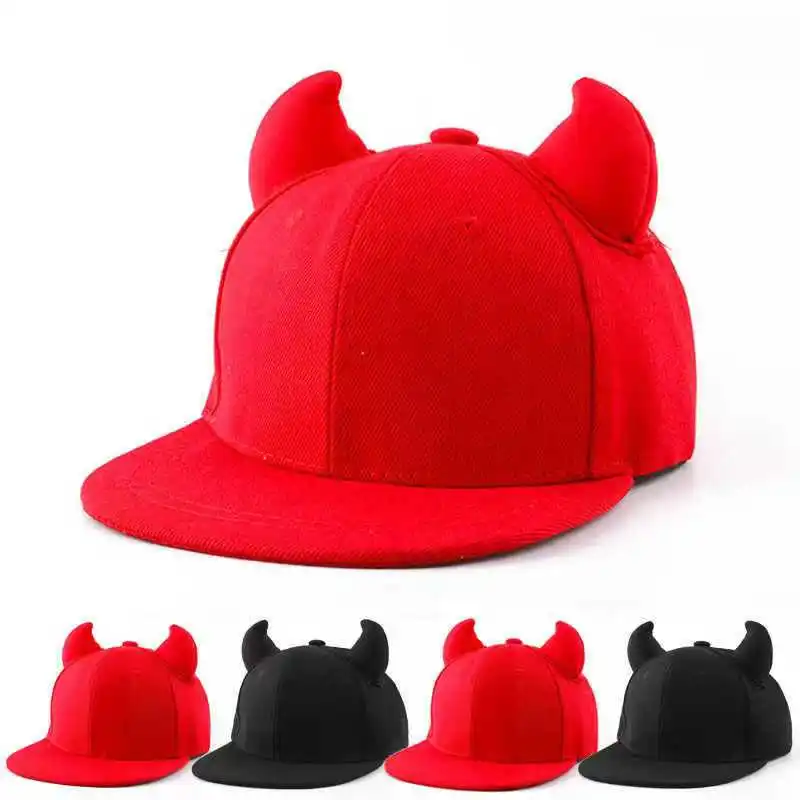 1 قطعة جديد للجنسين لطيف البقرة القرن الهيب هوب القبعات موضة ربيع الخريف في الهواء الطلق قابل للتعديل قبعات البيسبول عادية واقية من الشمس قبعة