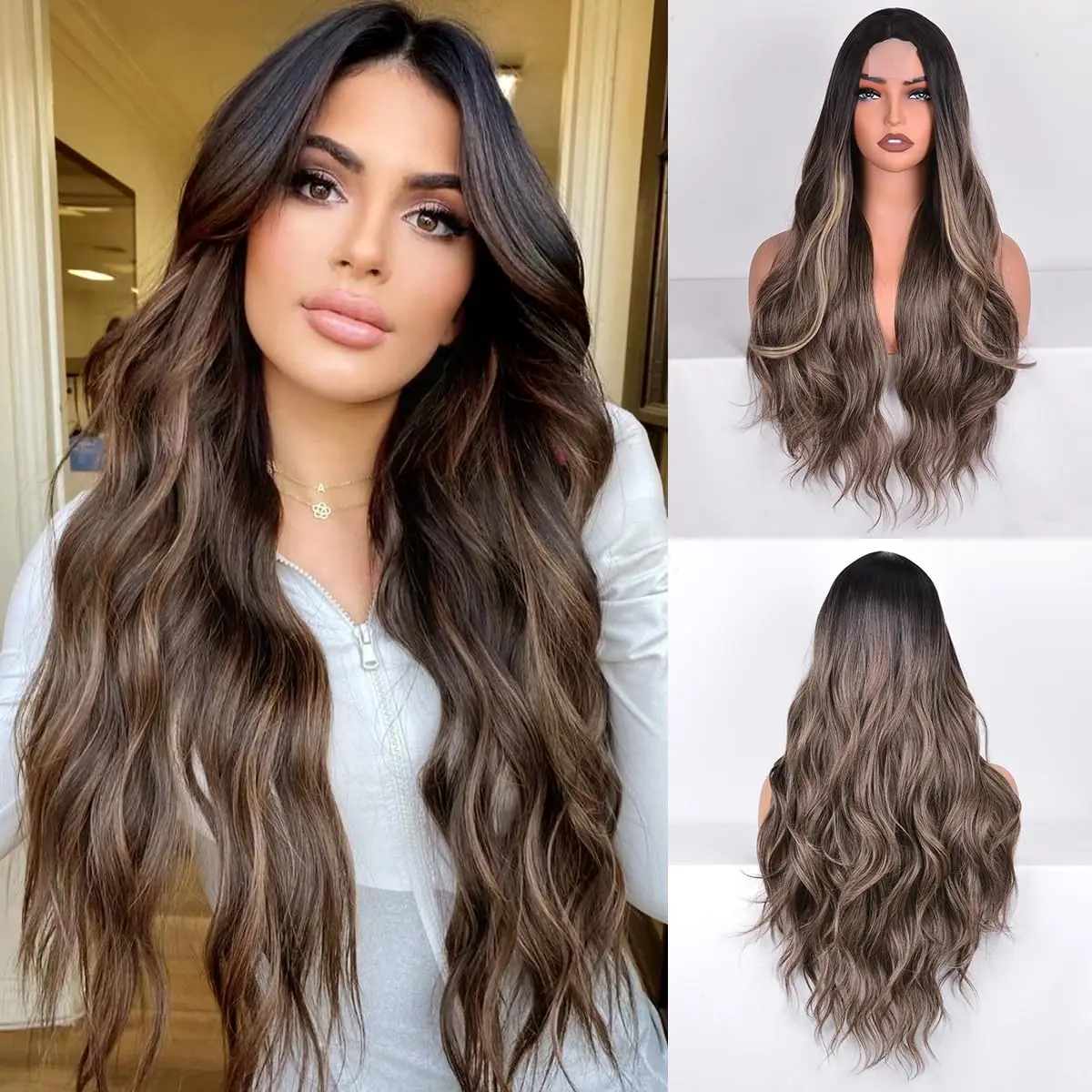 

Парик блондинки, синтетические кружевные парики для женщин, длинный парик с глубокими волнами, готовый к ношению, 28 дюймов, высокотемпературный провод