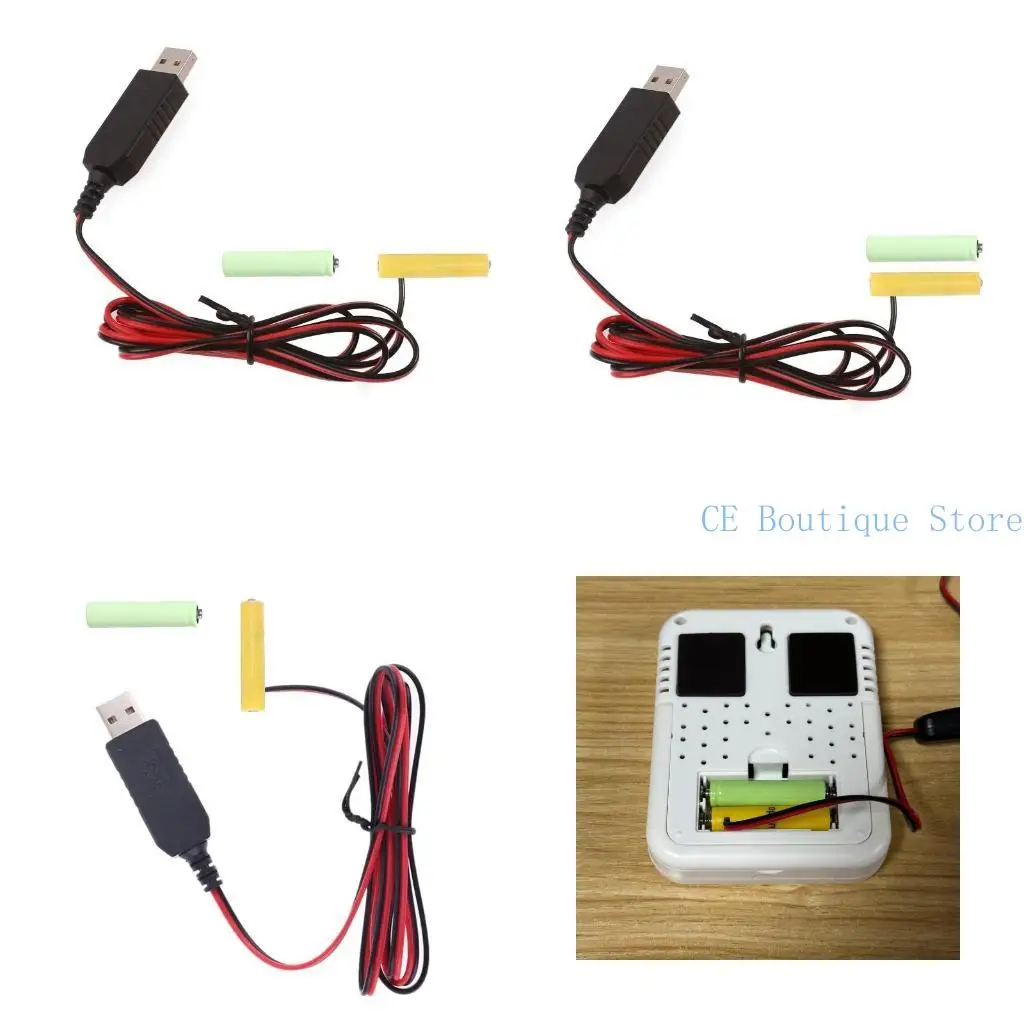 USB 5V to 3V (2x1.5V) LR03 AAA Dummy Battery Eliminators Cable for Remote Control Radio LED Light
