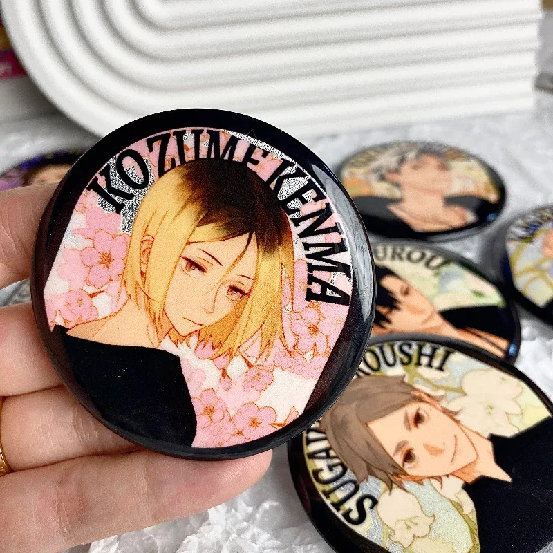 Popular Cartoon Characters Shoyo Hinata Kei Tsukishima Kozume Kenmatobio 58mm Brooch Tinplate Gift for Friends Cosplay Badge