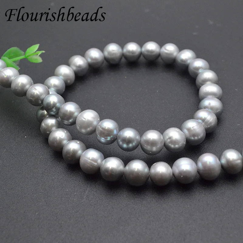 

9-10mm Natural Silver Gray Color Pearl Rund Beads Loose Spacer Beads for DIY Necklace Bracelet Jewelry Making