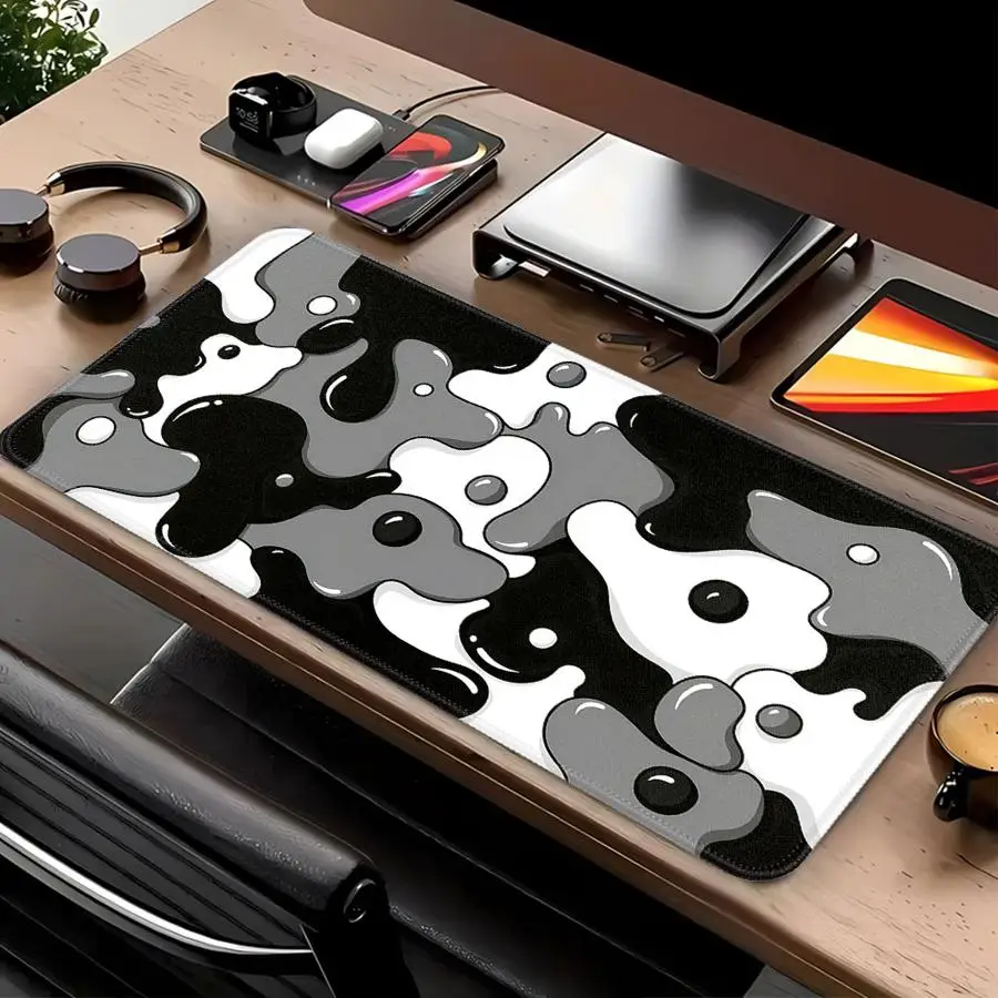 Mouse Pad Computer Laptop Pad Desk accessories office Pad Keyboard Mouse Pad Game Console Pad Anti slip Abstract Black & White