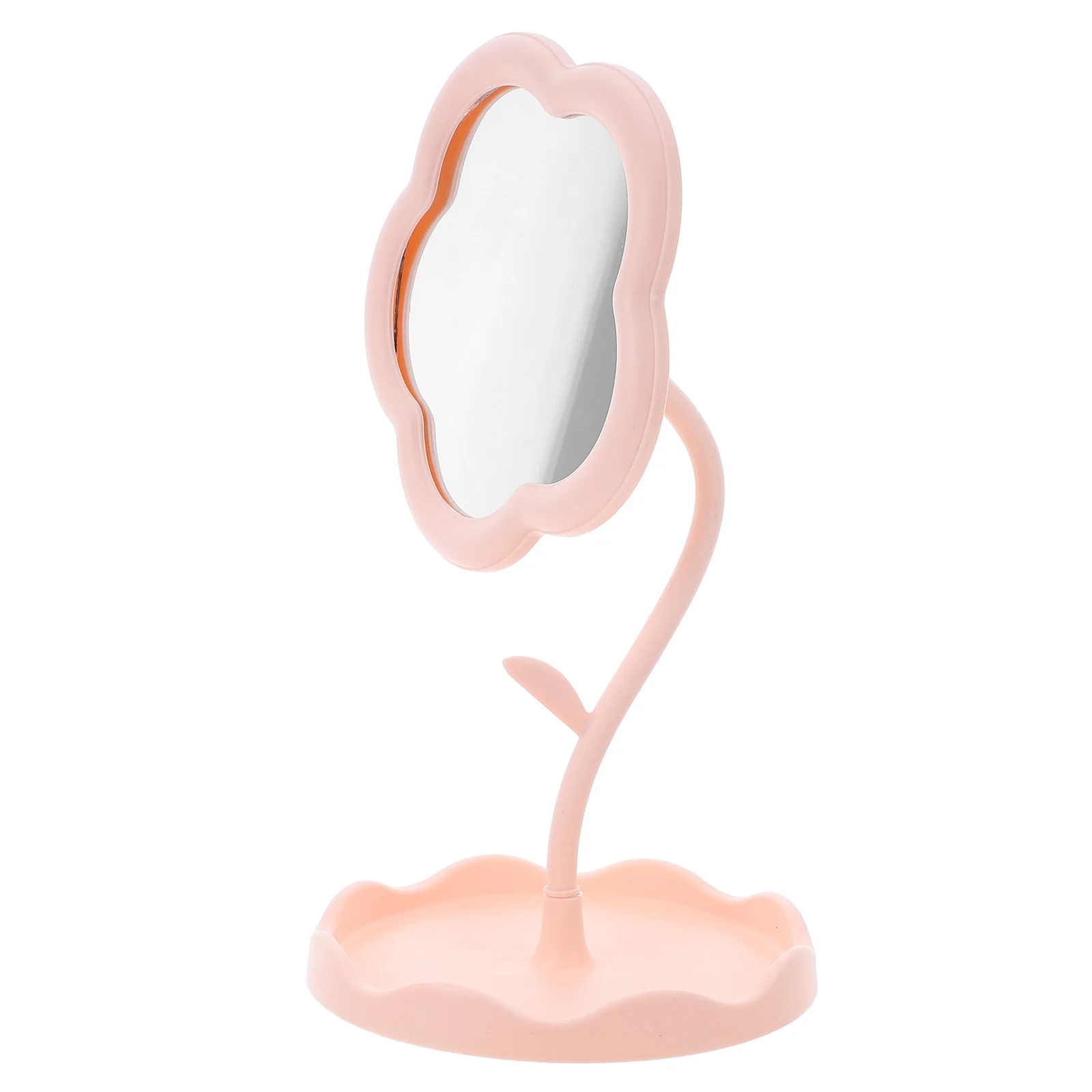 

Cute Pink Flower Compact Mirror Vanity Stand Desktop Mirror for Small Space Saving Decor Tabletop Makeup Mirrors