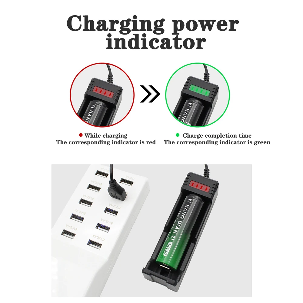 Uniwersalna ładowarka USB z pojedynczym gniazdem 18650 Ładowarka litowa do 14500 16650 14650 18500 26650 DC 5V Lighting Power Bank