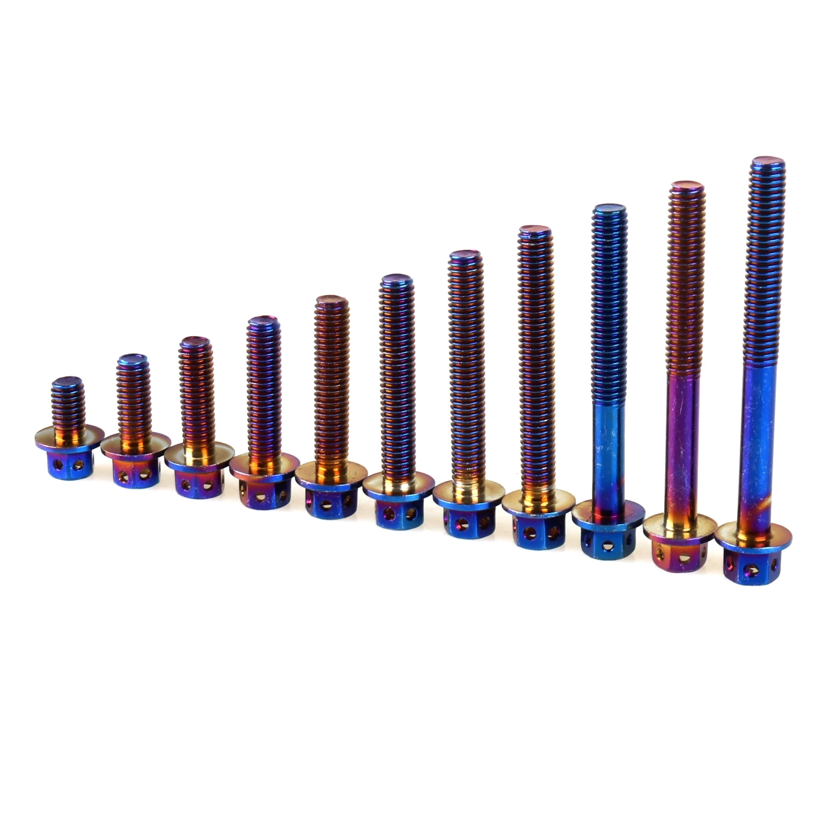 1Pcs Titanium Bolt Hexagons Flange Head M6 X 10mm-45mm Motorcycle Brake Caliper Fixing Screw Burned Blue Motor Engine Shell Bolt
