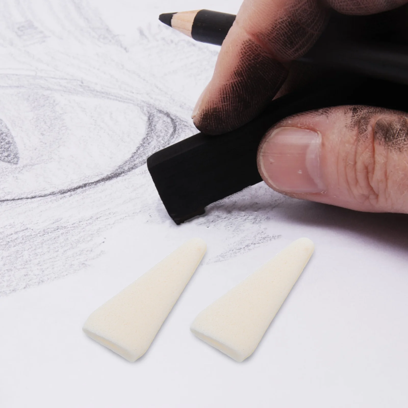 描画用消しゴムリフィル40個：アートクラフトプロジェクト用の交換用コットンチップ精密スケッチワイパーヘッド、パステル鉛筆