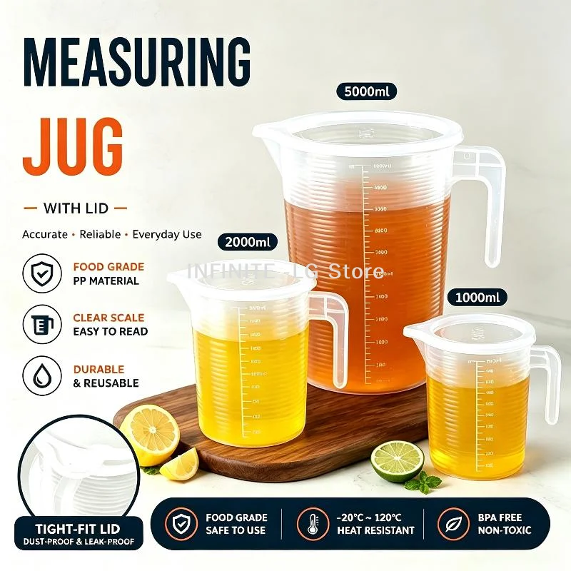 Measuring Pitchers With Lids/Measure Jug With Scale/Liquid Cup Container/Milk Tea Catering SuppliesINFINITE -LG