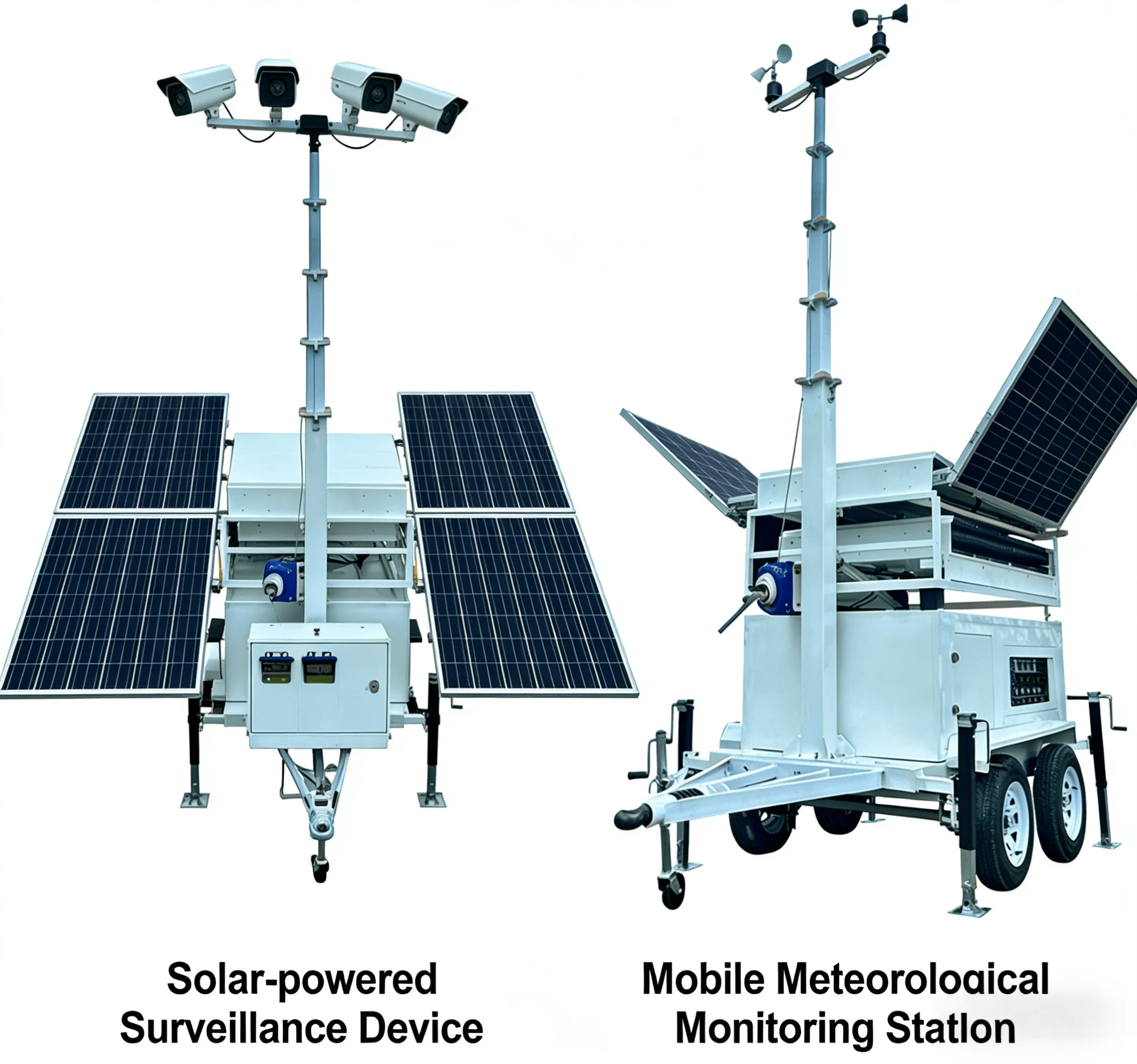 4x150W LED Solar Light Tower Trailer, 200Ah Gel Battery Off Grid System for Rural Emergency Electrification