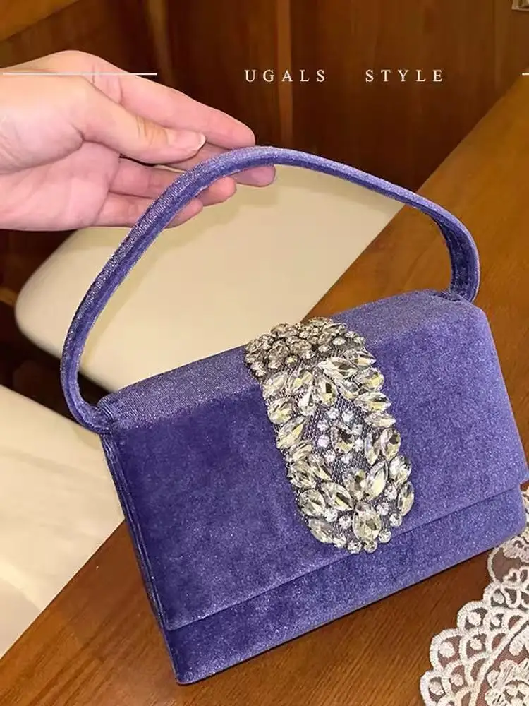 

Роскошная бархатная квадратная сумка, высококачественная блестящая женская сумочка с кристаллами и стразами, вечерняя сумка с бриллиантами, клатч для свадьбы и вечеринок