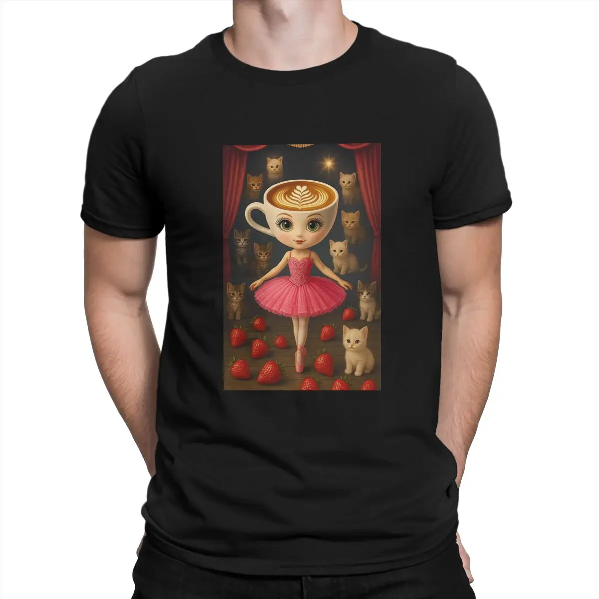 

Brain Rot Ballerina Cappuccina Meme Italian Brainrot Модные футболки из полиэстера Мужские топы с графическим рисунком Футболка с круглым вырезом