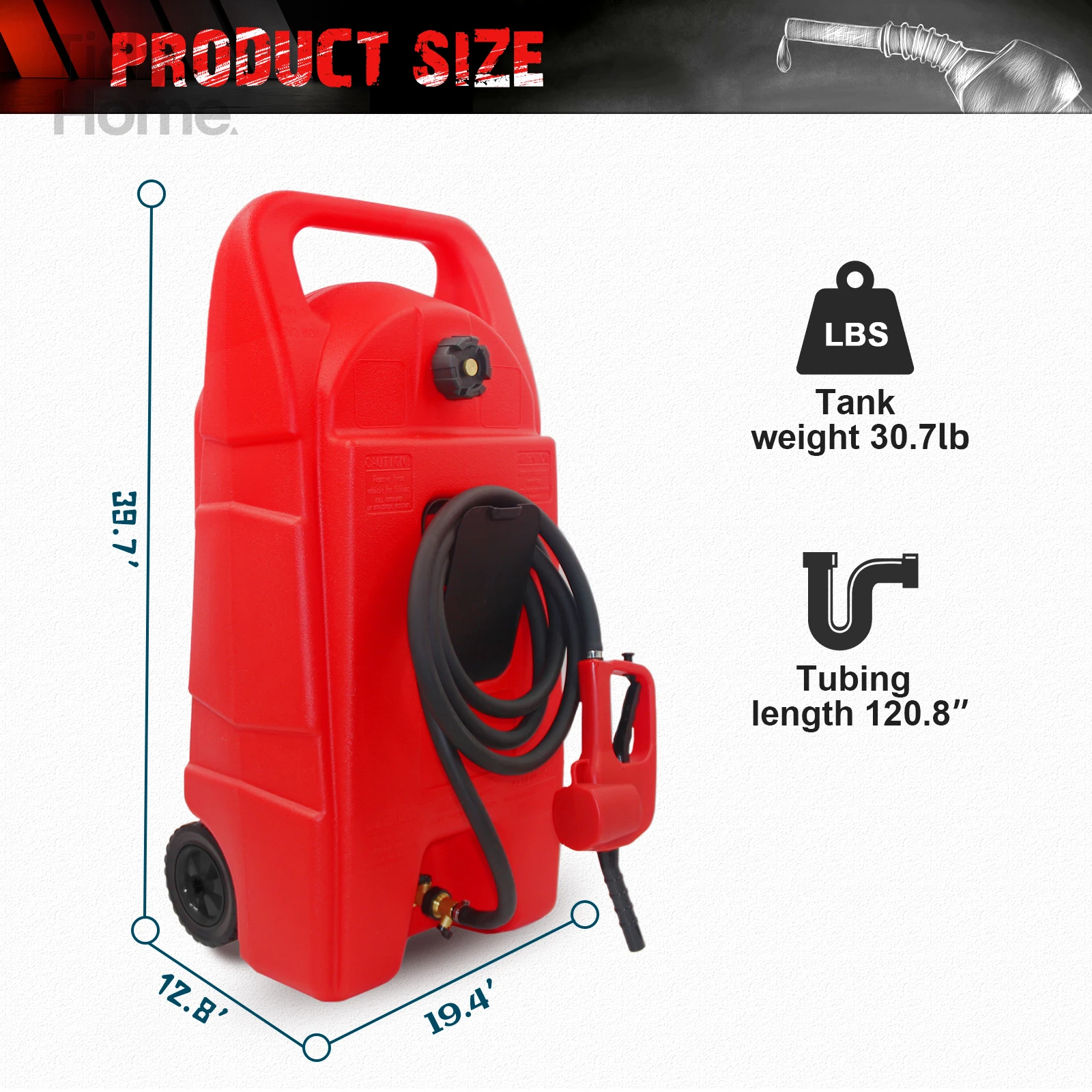 34 Gallon Gas Caddy With Wheels, Fuel Transfer Tank Gasoline Diesel Can,Fuel Storage Tank For Automobiles ATV Car Mowers Tractor