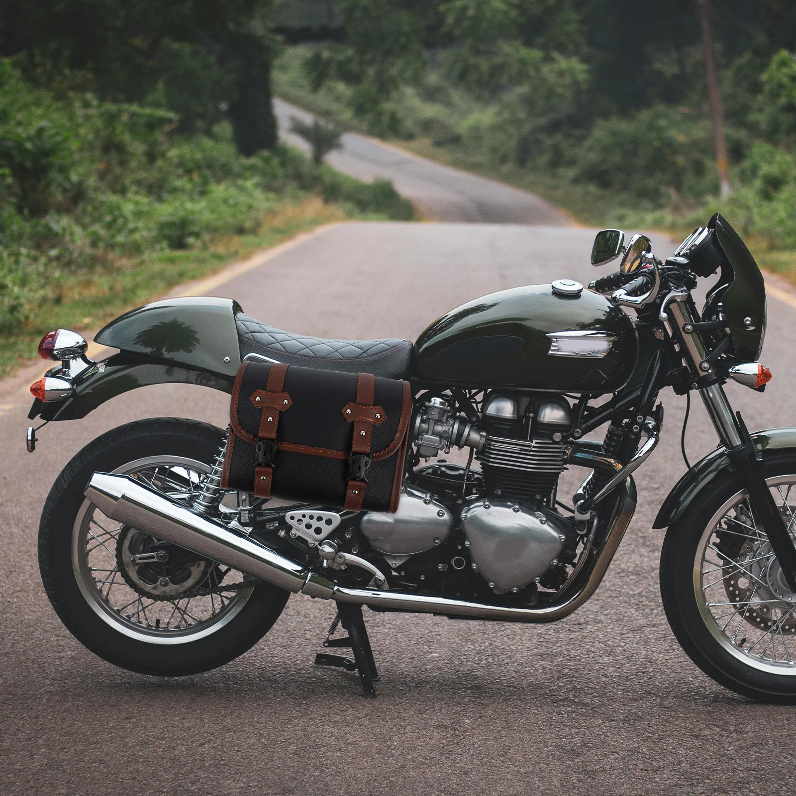 

Motorcycle Saddle Bag Organizer PU Dual Color Durable Saddlebag Side Hanging Front Rear Motorcycle Tool Bag