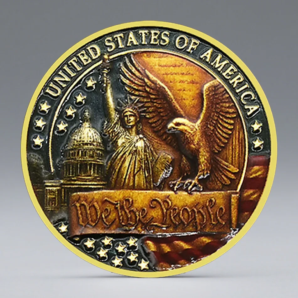 Moneda coleccionable chapada en oro con campana del espíritu de la libertad y la libertad, 250 aniversario de la moneda de recuerdo americana