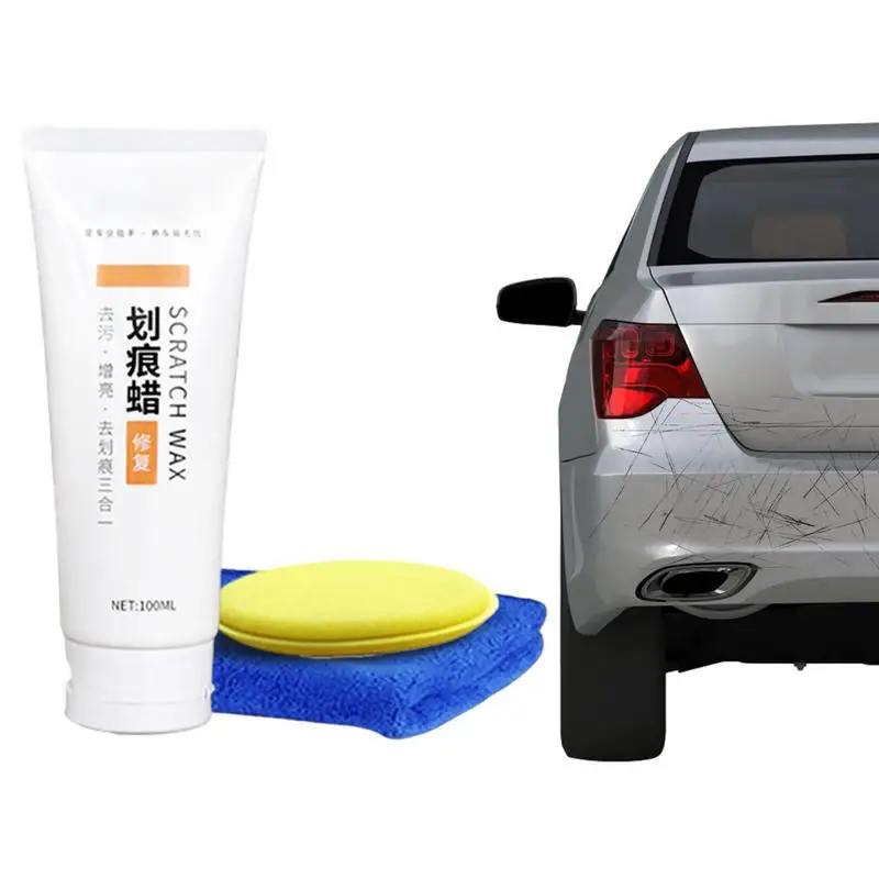 

Car Scratch Remover Paste Scratch Remover Compound Polish 100ml Cloth And Sponge Rubbing Compound For Cars To Erase Car