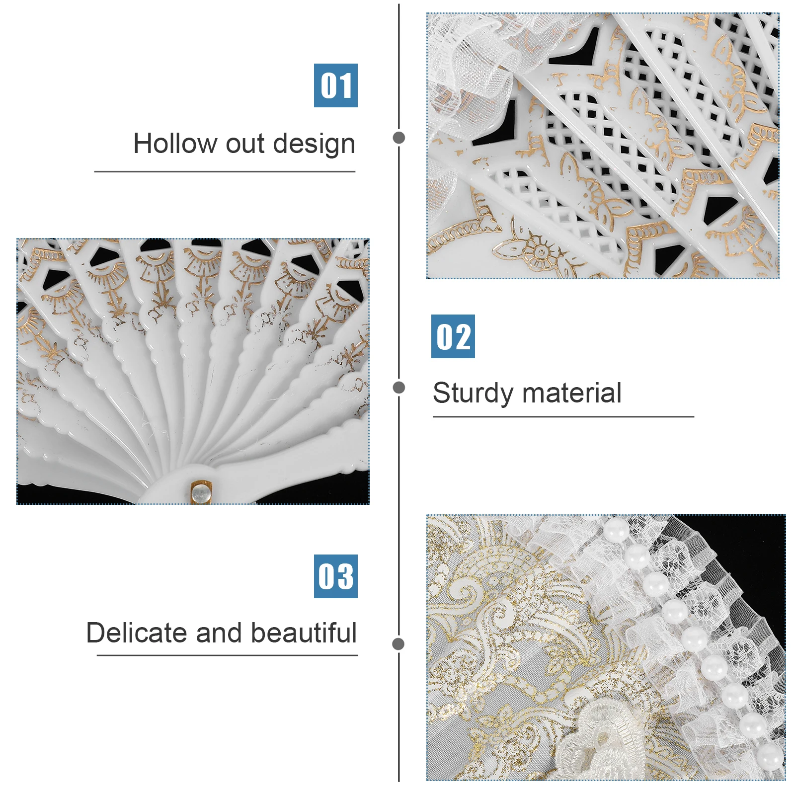 

Elegant Lace Hand Fans With Pearls Folding Fan Portable Party Wedding Decorative Fan For Women Dance Prop