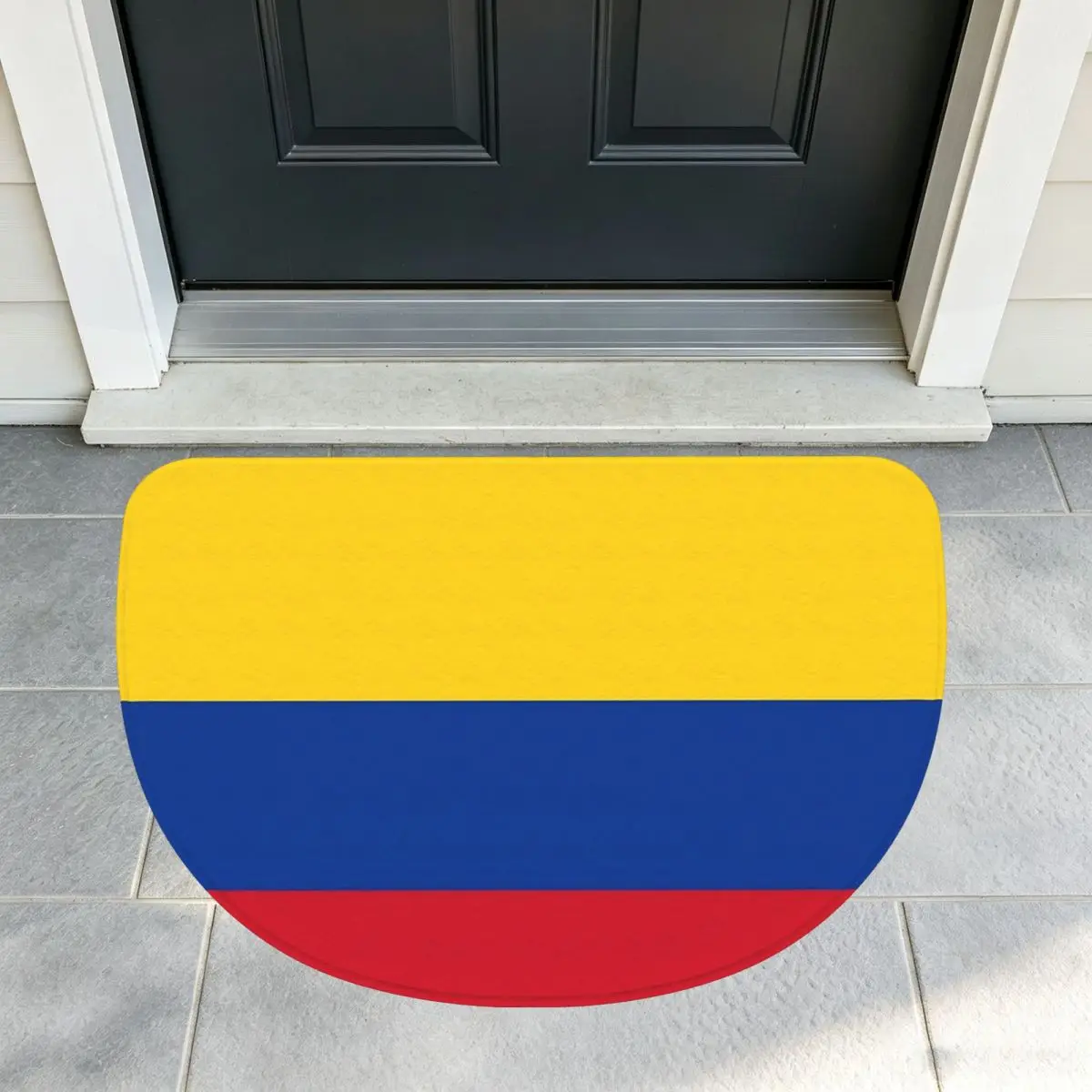 Colombia Flag - Colombian Dress Soft Flannel Half Round Doormat Non Slip Bathroom Mat Absorbent Floor Carpet for Garage