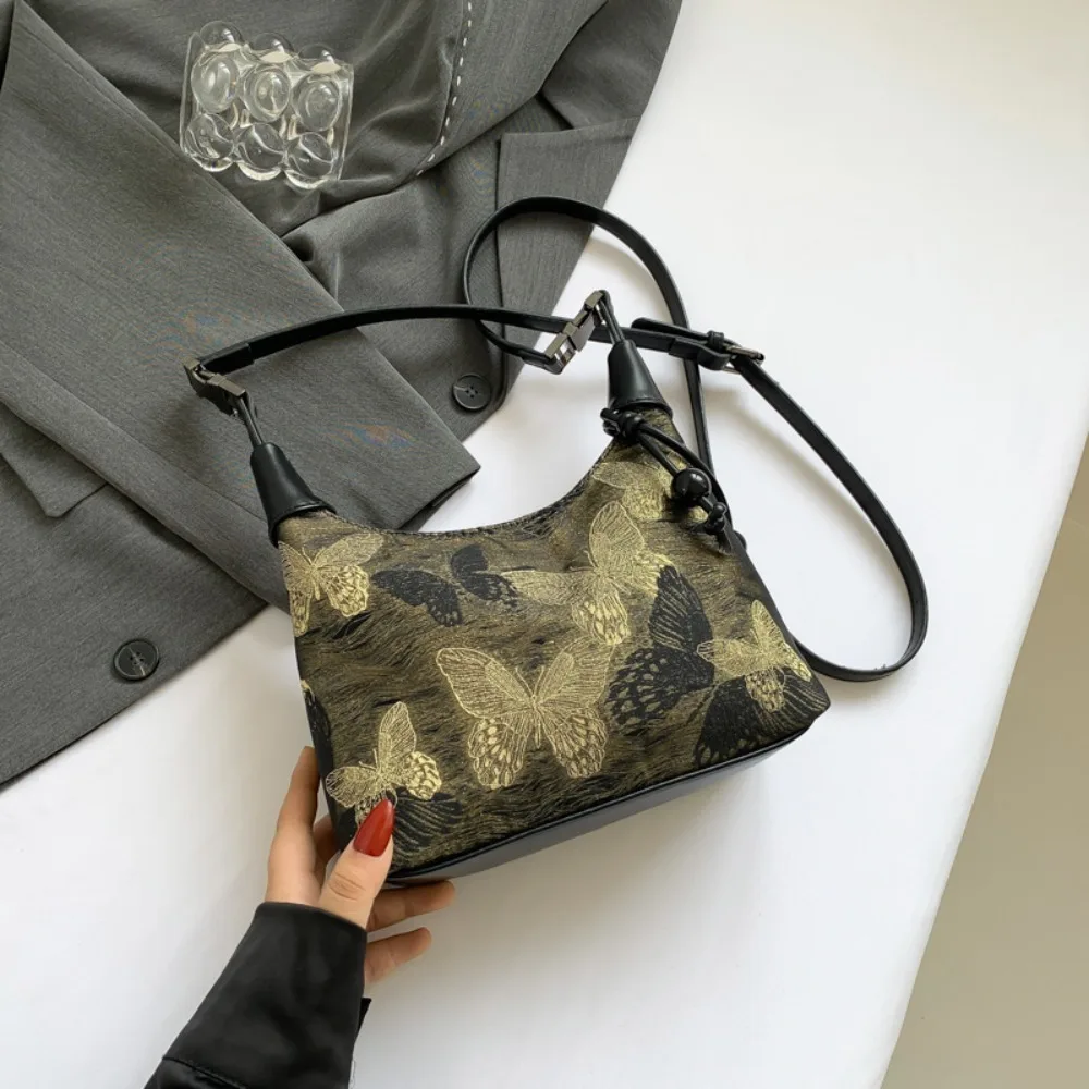 

Casual Commute New Chinese Style Bag Simple Fashion Butterfly Embroidery Bag Large Capacity Hand Bag Cross Body Bag Outdoor