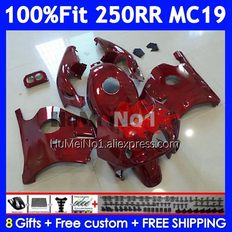 

Литьевой корпус для HONDA CBR250RR Wine red CBR 250 RR MC19 17No 24 CBR250 RR CBR 250RR 250R 88 89 1988 1989 Комплект обтекателя OEM