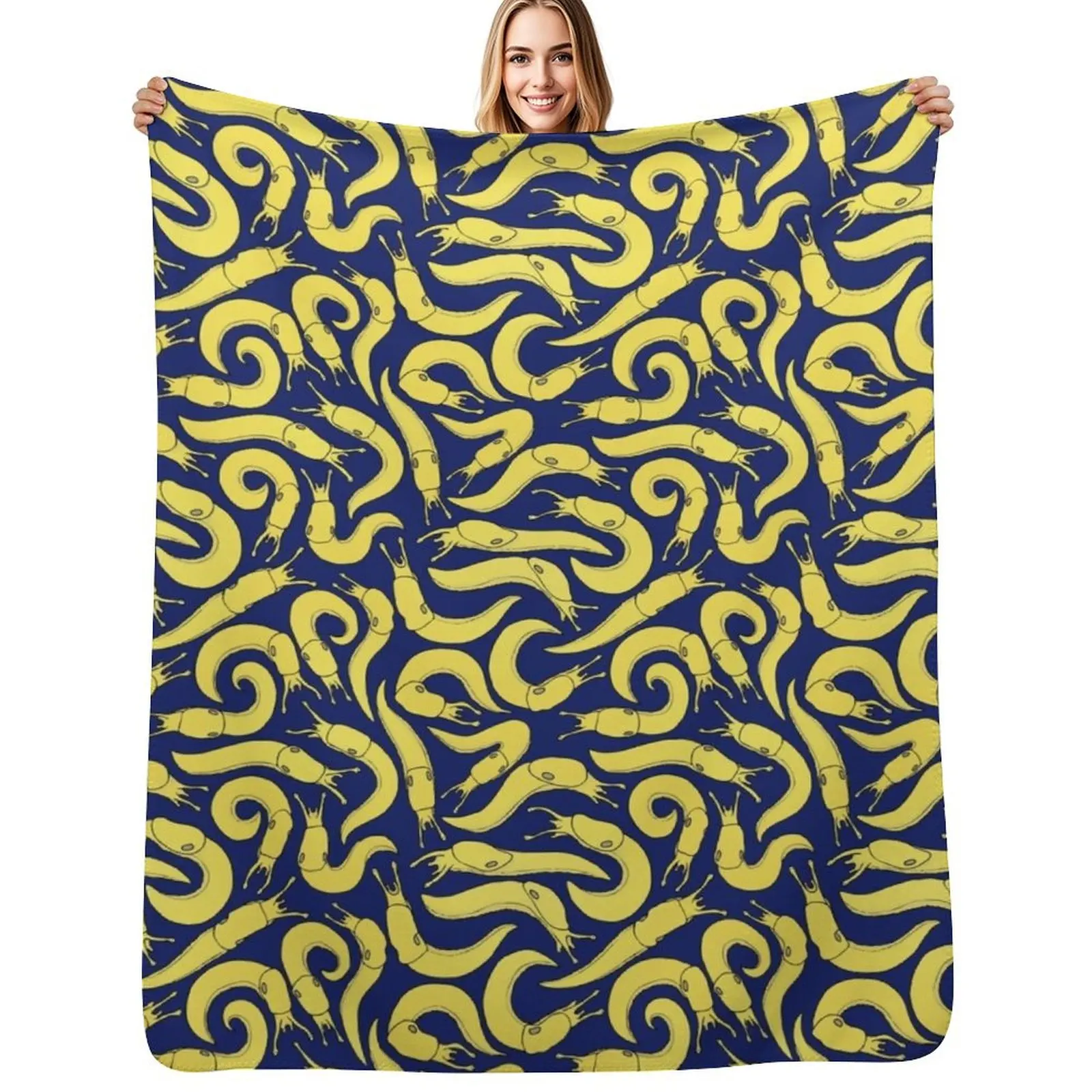 Banana Slugs Navy Blue Throw Blanket Thin blankets and throws Tourist Decorative Sofas Flannels Soft Plush Plaid Blankets