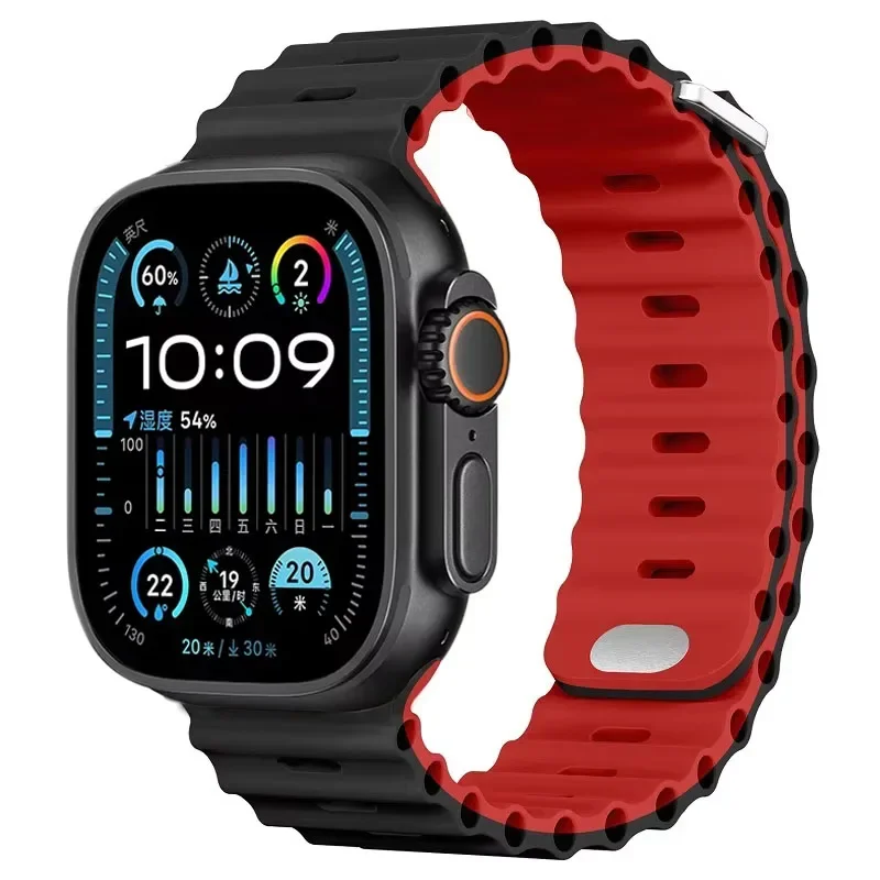 Силиконовый ремешок Ocean для Apple Watch Series Ultra 2 49 мм 46 мм 45 мм 42 мм 44 мм 41 мм Мягкий резиновый сменный ремешок iWatch 10 9 8 7 6 5 SE