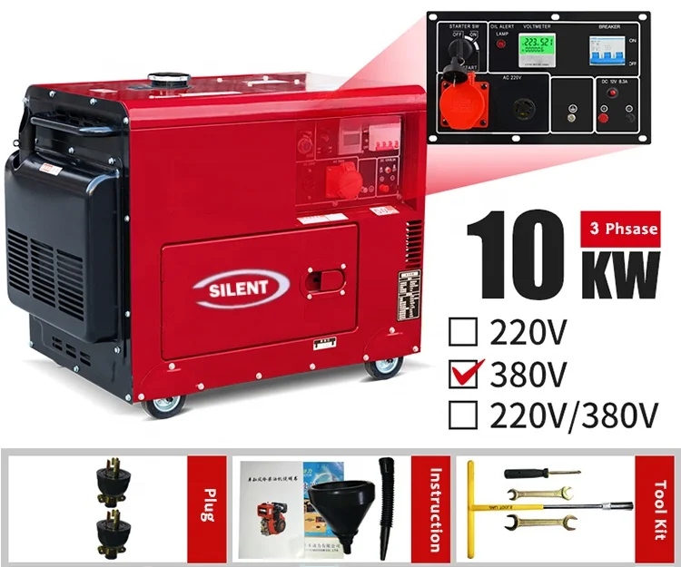 for Leton Power 5kw 6kva Diesel Generator Silent 220V /380V 50Hz 3000/3600rpm 10kva kipor super silent diesel generator