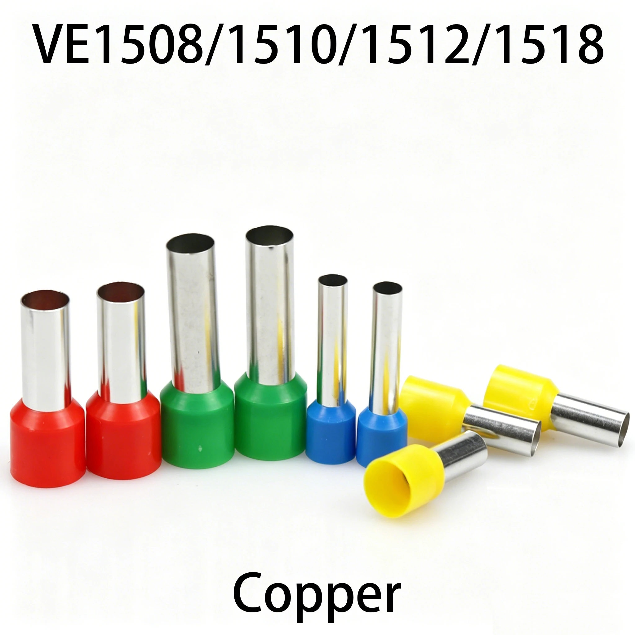 VE E VE1508/1510/1512/1518 1.5mm2 16AWG Electric Wire Insulation Cord End Tube Connection Sleeve Pin Ferrule Lug Crimp Terminal