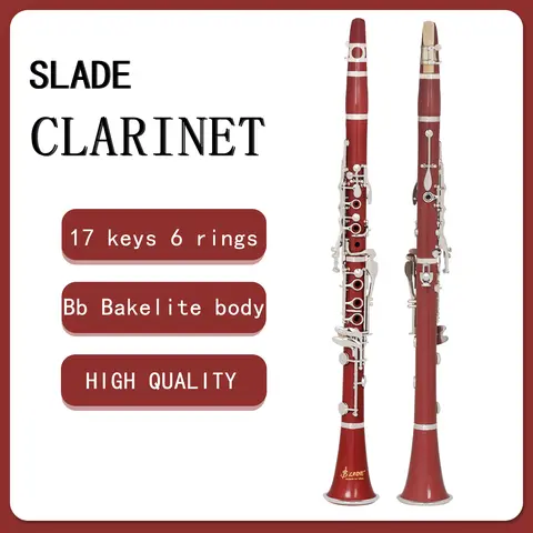 SLADE 클라리넷 Bb 클라리넷, 17 키, 6 링, 블랙윈드, 휴대용 클라리넷, 전문 목관악기