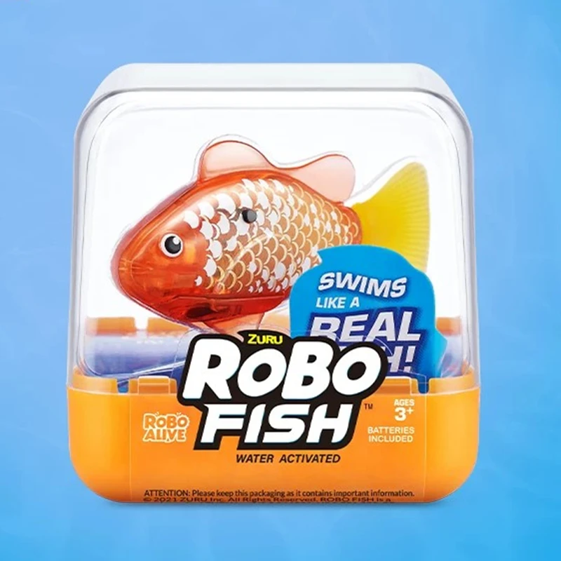 Jouet aquatique robotique Requin ZURU Robo Alive authentique, activé par l'eau, nage automatiquement, jouet de bain électronique, yeux rouges lumineux, Requin blanc