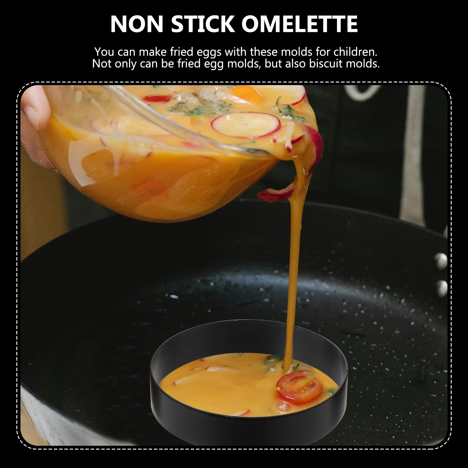 

6Pcs Egg Frying Molds Creative DIY Round Egg Cooker Rings for Perfect Fried Eggs Non-Stick Kitchen Baking Molds