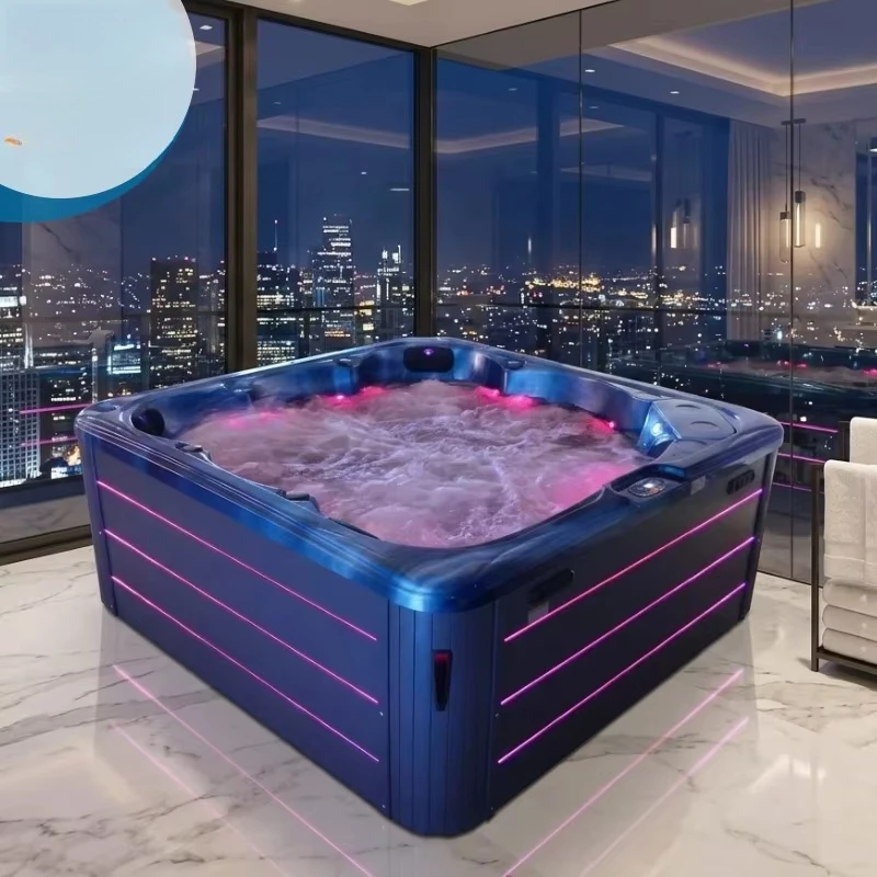 Freestanding Acrylic 6-Person Hot Tub, Custom Outdoor Spa with 104 Powerful Hydrotherapy Jets and Smart Computer Control