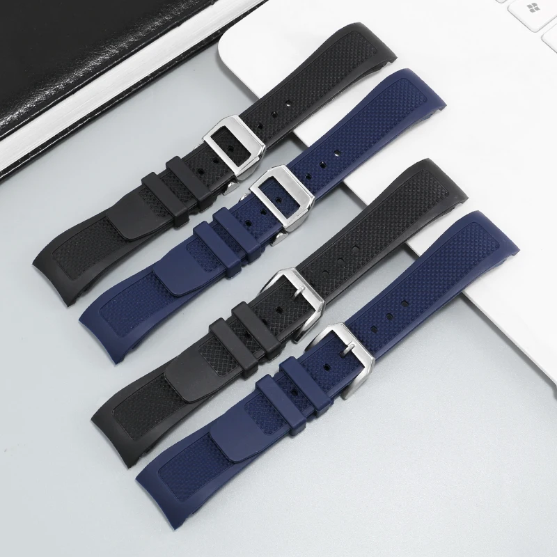 

Curve end rubber watchband for IWC IW390503 IW390502 watch band black blue 20mm silicon straps with folding clasp bracelet