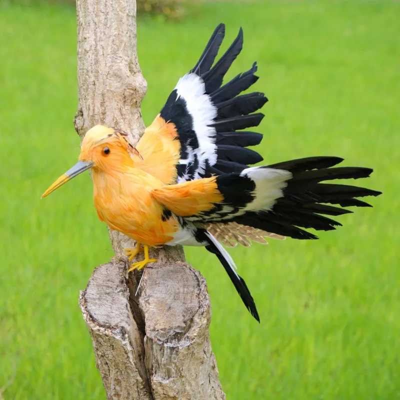 simulation wings foam&feather Hoopoe model bird Garden Decoration gift about 30x45cm p2899