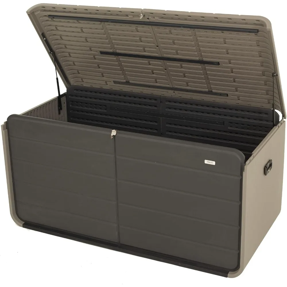 

160 gallon plastic deck box, large terrace storage box with lock, wheels, and waterproof cover