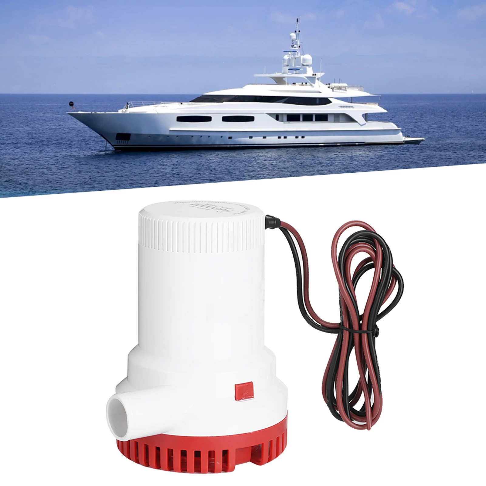 2000GPH Boat Water Discharge Pump Ignition Protection Electric Bilge Pump For Yacht Marine 12V