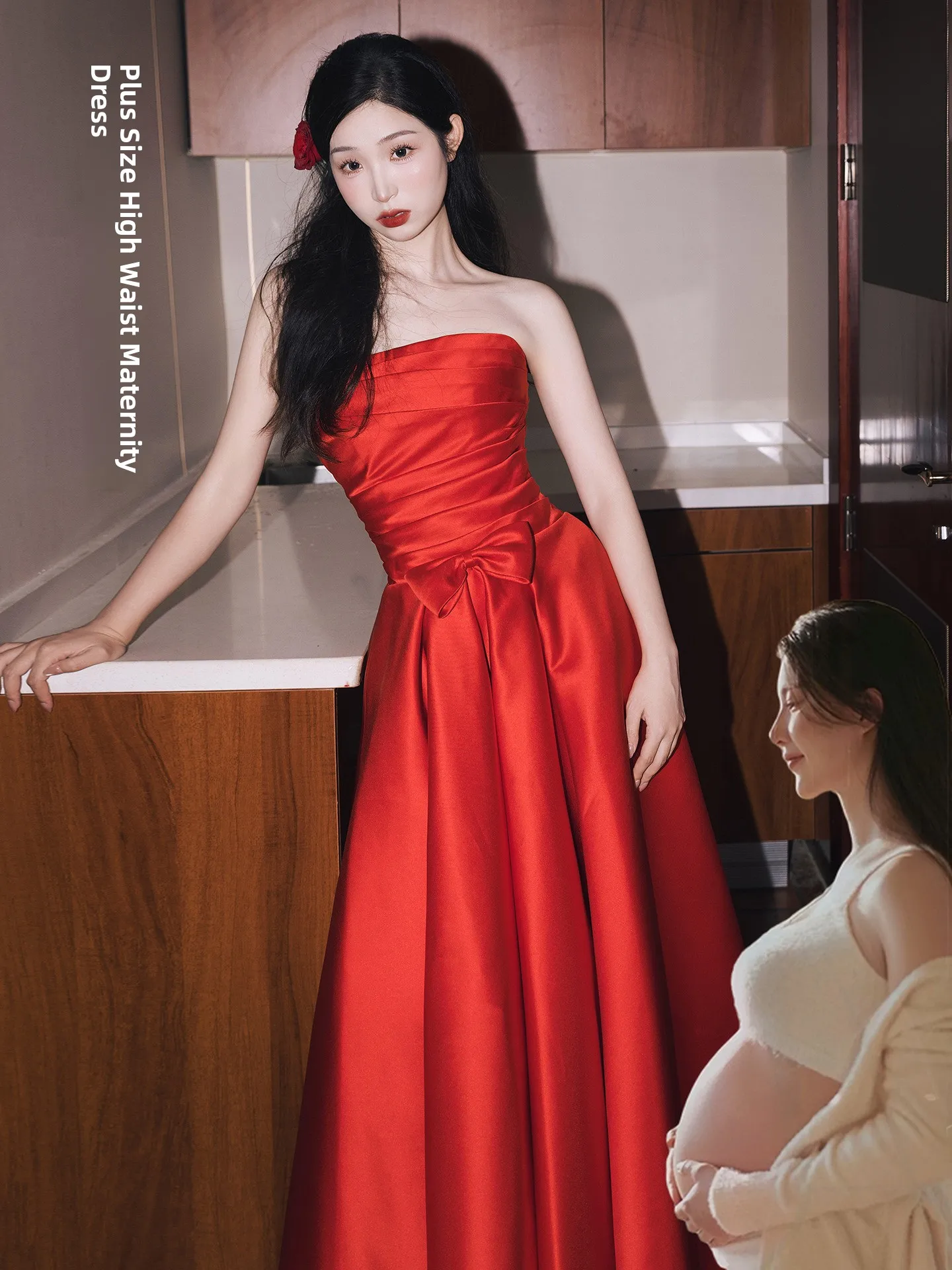 

Длинное вечернее платье для подружки невесты в корейском стиле, с завышенной талией, для беременных, больших размеров, свадебное, официальное вечернее платье